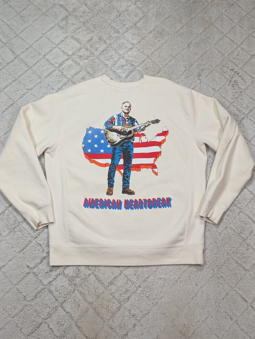 Zach Bryan Sweatshirt Adult XL White American Heartbreak Tour Heavy Crewneck